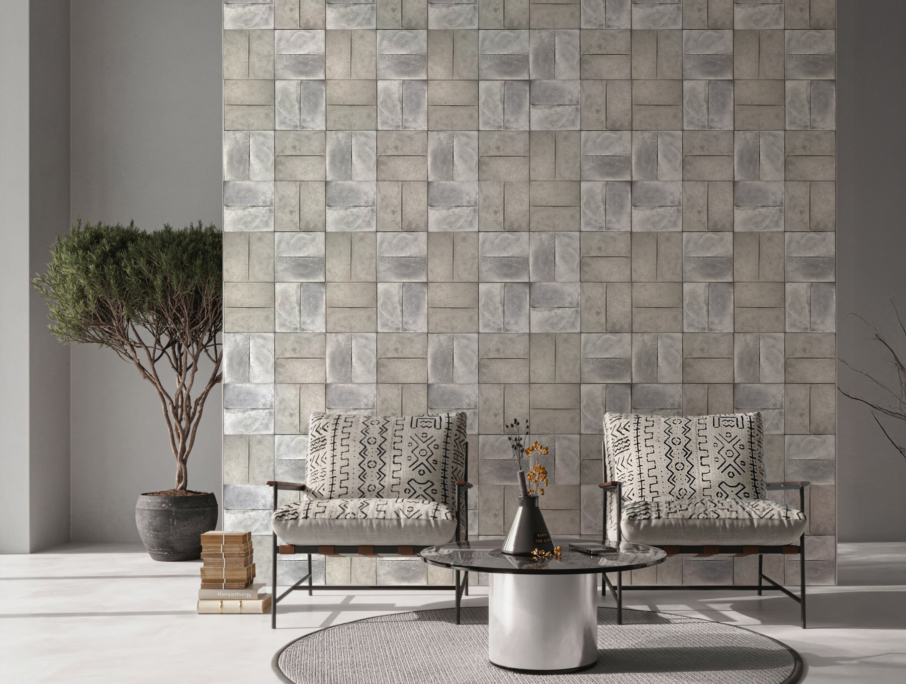 Habillage mural design en aluminium recyclé avec les pavés DUALIS